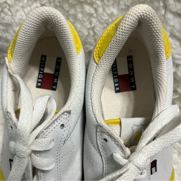 Y2K Vintage Streetwear Sneakers White Leather w/ patent yellow accents size 7.5 - Picture 7 of 14